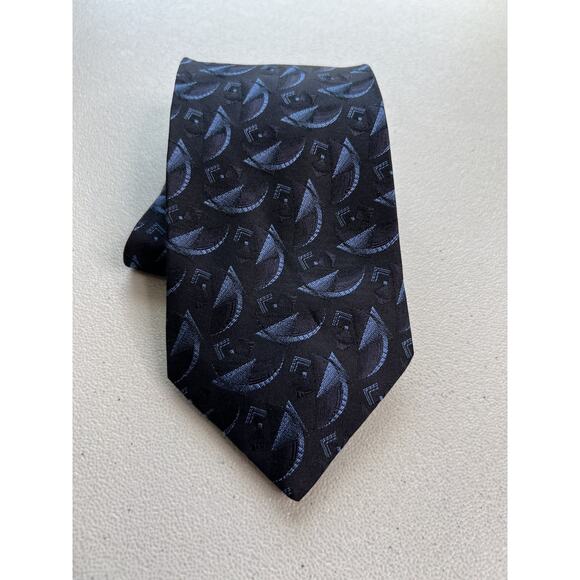 Principe Blue Geometric Pattern 100% Silk Handmade in Italy Designer Tie - Picture 1 of 7